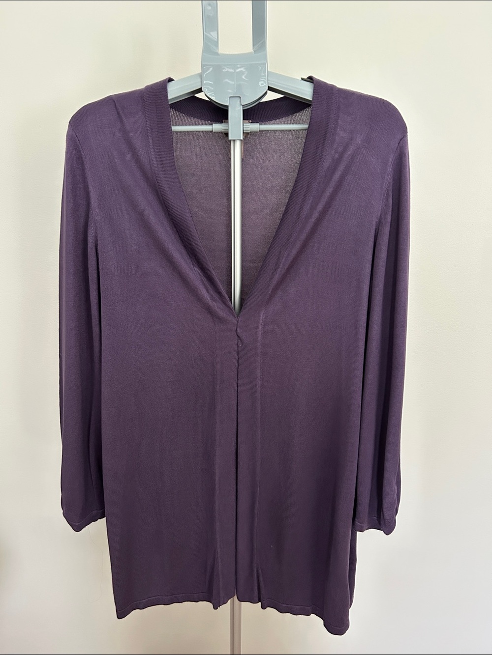 Chico's Sheer Open-Front Cardigan in Purple (Eggplant) Size 3 - XL - 16